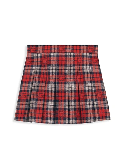 Shop Gucci Little Girl's & Girl's Plaid Skirt In Red Blue