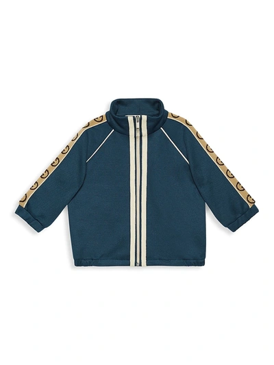 Shop Gucci Baby Boy's Logo Zip-front Jacket In Prussian Blue