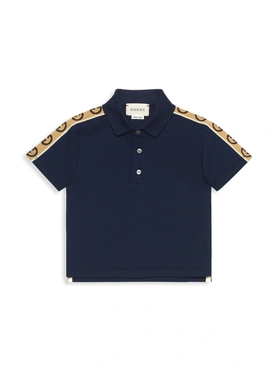 Shop Gucci Baby Boy's G Striped Polo Shirt In Blue