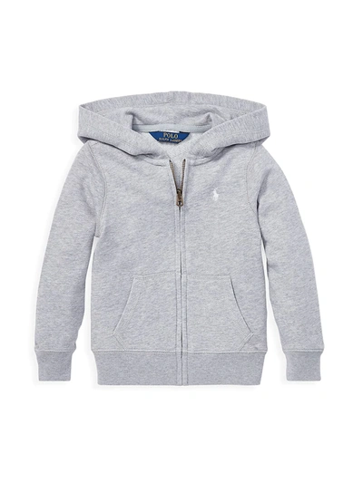 Shop Ralph Lauren Little Girl's & Girl's Drapey Terry Zip-front Hoodie In Light Grey