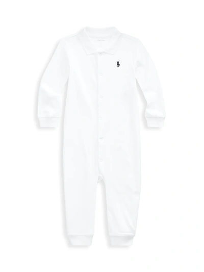 Shop Ralph Lauren Baby Boy's Interlock Classic Coverall In White