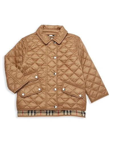 Shop Burberry Little Girl's & Girl's Brenna Quilted Jacket In Honey