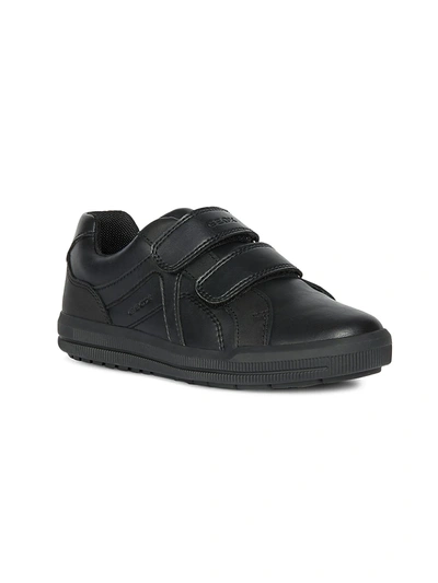 Shop Geox Little Boy's & Boy's Arzach Leather Sneakers In Black