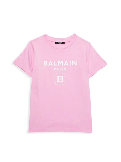 Shop Balmain Little Girl's & Girl's Logo T-shirt In Pink White