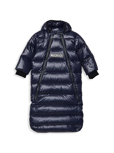 Shop Mackage Baby Girl's Allie Down Bunting Quilted Snowsuit In Navy