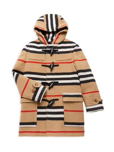 Shop Burberry Little Girl's & Girl's Icon Pattern Duffle Coat In Beige