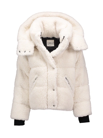 Shop Sam Girl's Olivia Sherpa Hooded Down Jacket In White