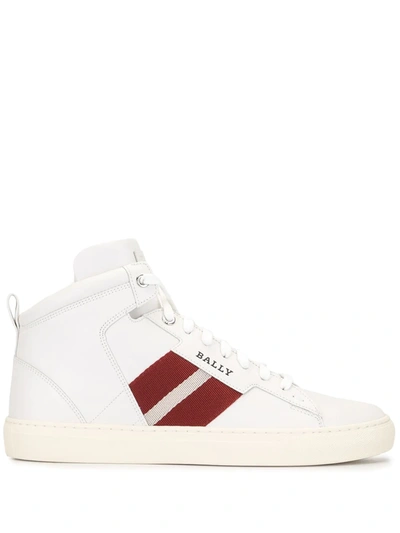 Shop Bally Hedern Striped Band High-top Sneakers In White
