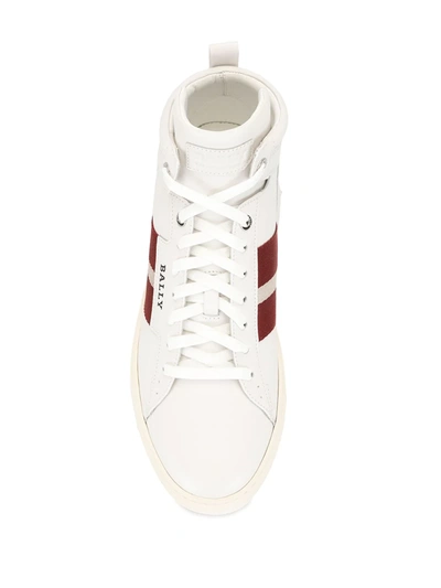 Shop Bally Hedern Striped Band High-top Sneakers In White