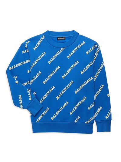Shop Balenciaga Little Kid's & Kid's Logo Sweatshirt In Blue