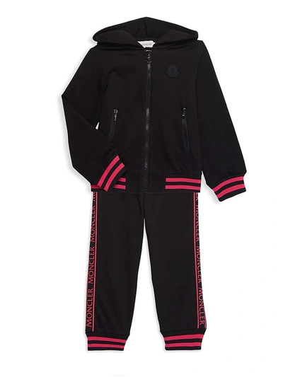 Shop Moncler Little Girl's & Girl's 2-piece Jacket & Track Pants Set In Black