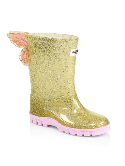 Shop Sophia Webster Baby's & Little Girl's Butterfly Welly Glitter Rain Boots In Gold