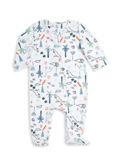 Shop Aden + Anais Baby Boy's Dino-print Footie In Neutral