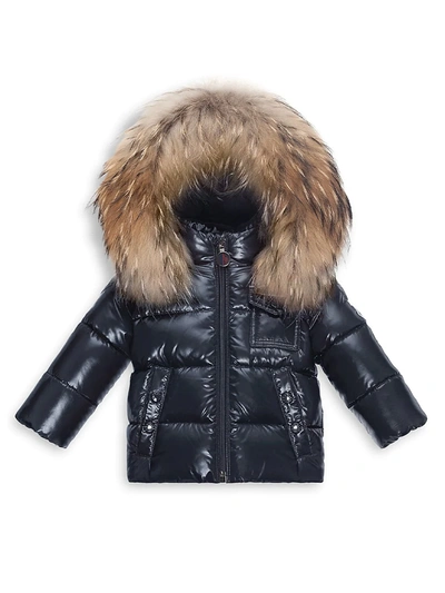 Shop Moncler Baby's & Little Girl's K2 Fox Fur-trim Down Puffer Jacket In Navy