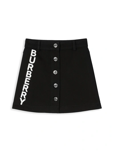 Shop Burberry Little Girl's & Girl's Emilia Logo Denim Skirt In Black