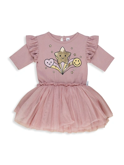 Shop Huxbaby Little Girl's Be Happy Star Power Ballet Dress In Orchid