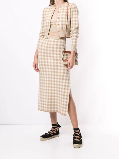 Shop Altuzarra Billie Checked Knit Skirt In Brown