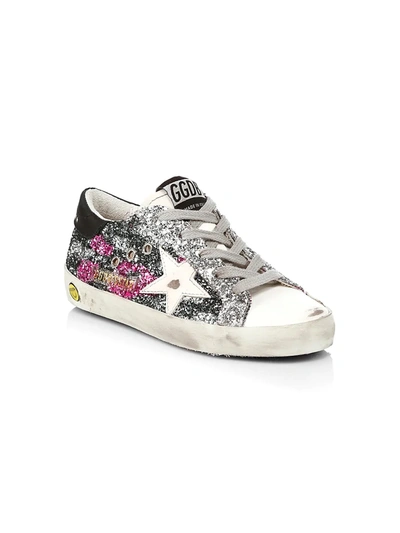 Shop Golden Goose Baby's, Little Kid's & Kid's Superstar Glitter Leather Sneakers In Black Silver