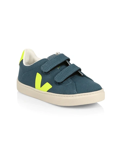 Shop Veja Baby's & Little Kid'stextile Grip-tape Sneakers In Teal
