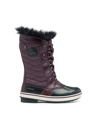 Shop Sorel Girl's Tofino Ii Faux Fur-cuff Quilted Snow Boots In Plum
