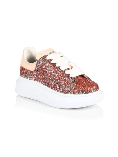 Shop Alexander Mcqueen Little Girl's & Girl's Glitter & Leather Sneakers In Rose Gold