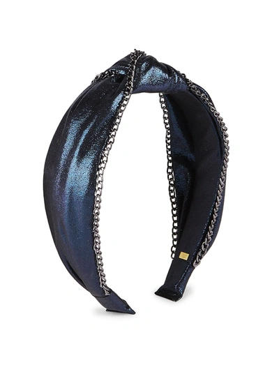 Shop Bari Lynn Chain Knot Headband In Navy