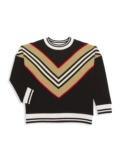 Shop Burberry Little Boy's & Boy's Maddison Check-print Wool Sweater In Black