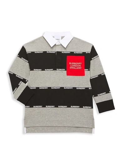 Shop Burberry Little Boy's & Boy's Colorblock Polo Shirt In Grey