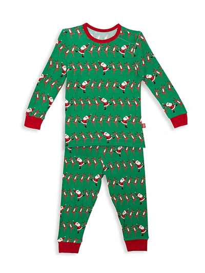 Shop Magnetic Me Little Kid's 2-piece Holly Folly Jolly Pajama Set In Green