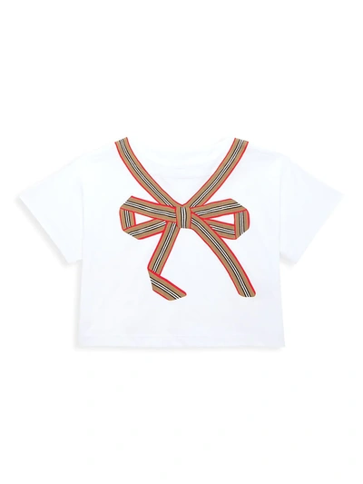 Shop Burberry Little Girl's & Girl's Leona Bow T-shirt In White