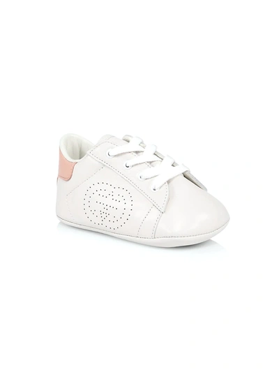 Shop Gucci Baby Girl's Leather Gg Sneakers In Natural