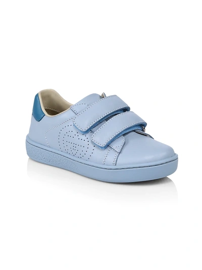 Shop Gucci Baby's & Little Kid's Leather Sneakers In Light Blue