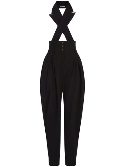 Shop Dolce & Gabbana Crossover Lapels Jumpsuit In Black