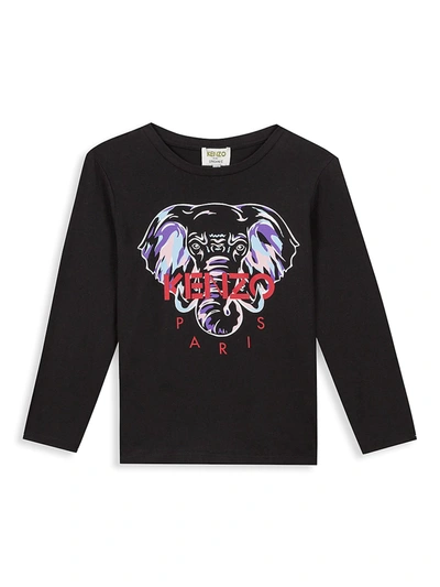 Shop Kenzo Little Girl's & Girl's Karin Logo Long-sleeve T-shirt In Black