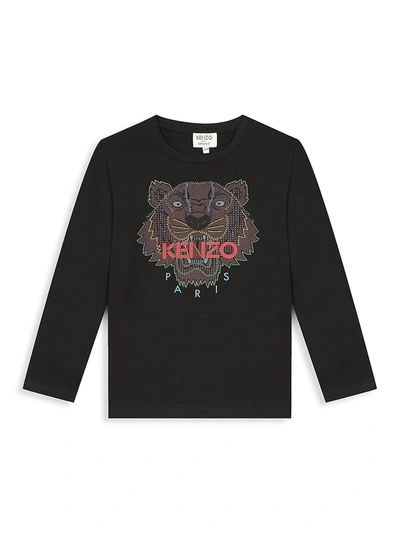 Shop Kenzo Little Boy's & Boy's Logo Long-sleeve T-shirt In Black