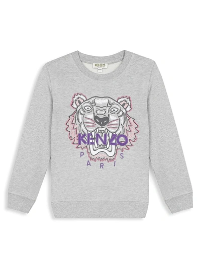 Shop Kenzo Little Girl's & Girl's Tiger Logo Sweater In Grey