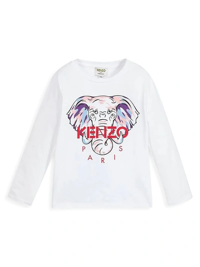 Shop Kenzo Little Girl's & Girl's Karina Logo Long-sleeve In White