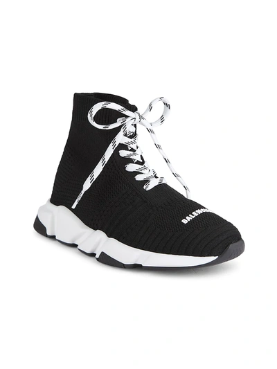 Shop Balenciaga Little Kid's & Kid's Speed Lace-up Sneakers In Black