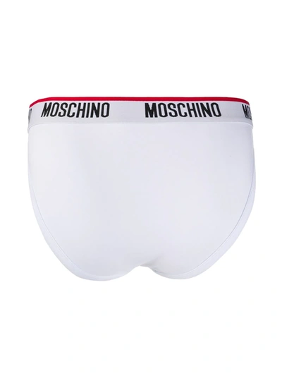 Shop Moschino Logo Waistband Briefs In White