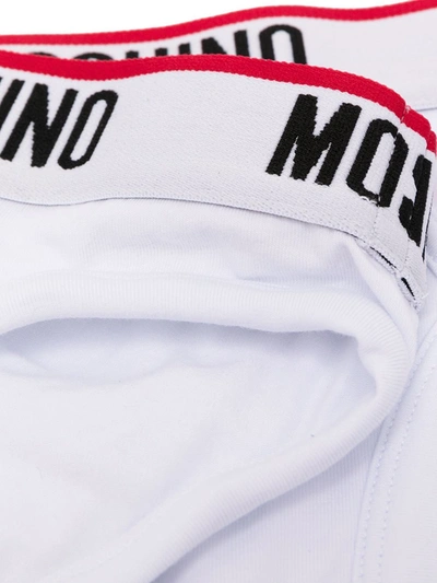 Shop Moschino Logo Waistband Briefs In White