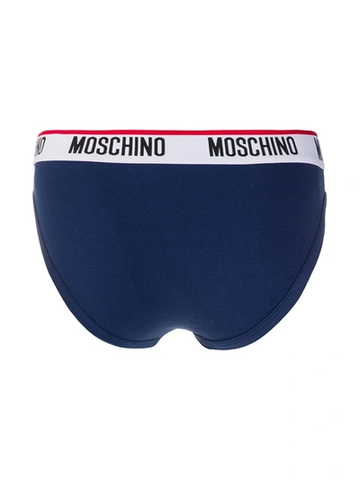Moschino Logo Waistband Briefs In Blue
