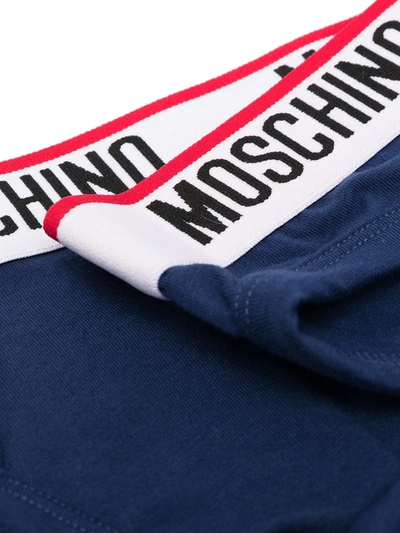 Moschino Logo Waistband Briefs In Blue