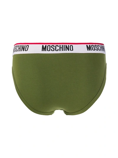 Shop Moschino Logo Waistband Briefs In Green