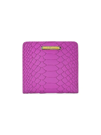 Shop Gigi New York Women's Mini Python-embossed Leather Bi-fold Wallet In Orchid