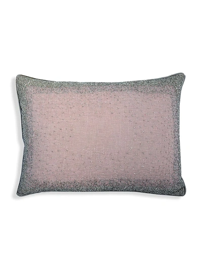 Shop Callisto Home Hand Beaded Crystal Linen Pillow In Pink