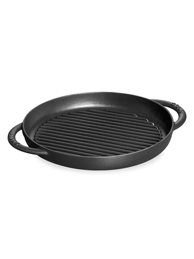 Shop Staub 10" Round Double Handle Pure Grill In Matte Black