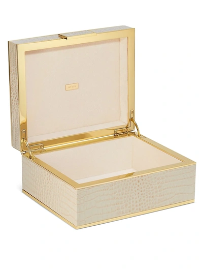 Shop Aerin Classic Crocodile-embossed Leather Jewelry Box