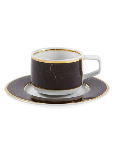Shop Vista Alegre Carrara 8-piece Porcelain Coffee Cup & Saucer Set In Black