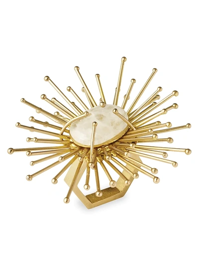 Shop Kim Seybert Flare Brass & Quartz Napkin Ring In Gold