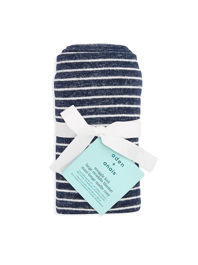 Shop Aden + Anais Striped Swaddle Blanket In Navy Stripe